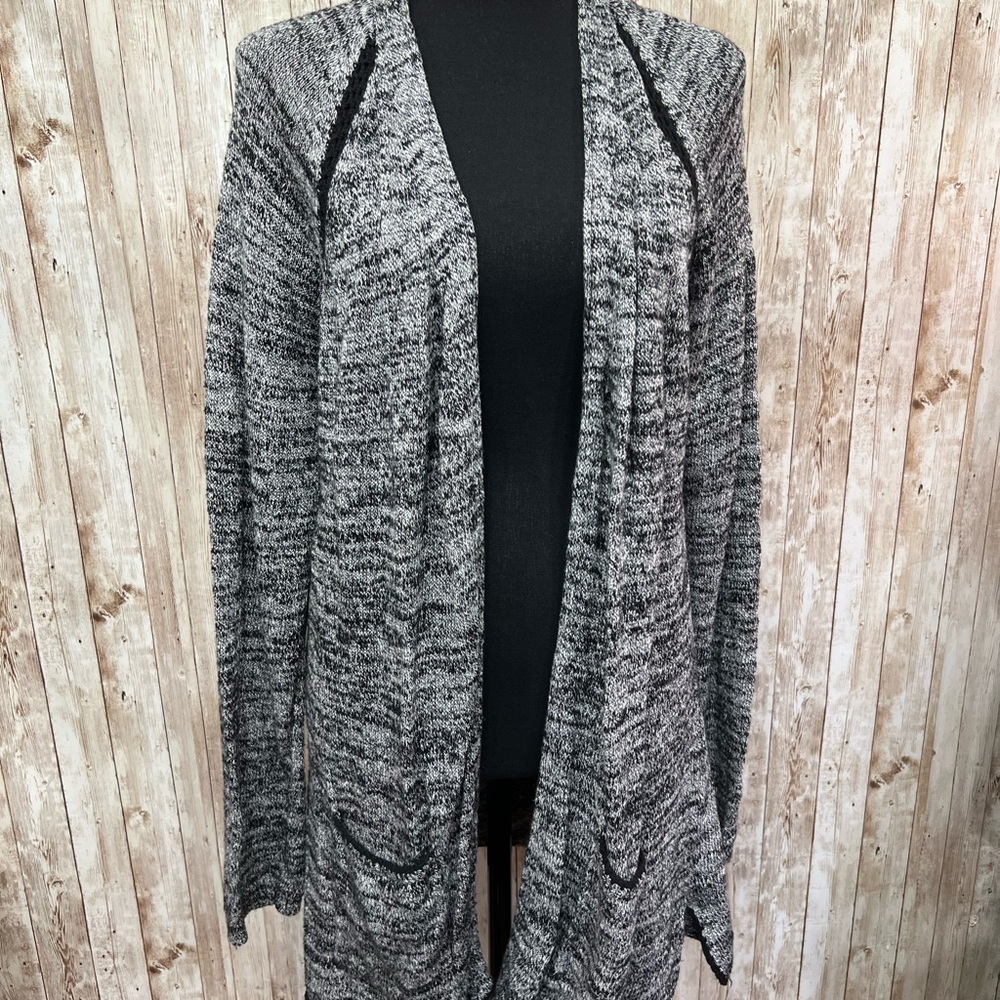 Artisan Ny Gray Cardigan Sweater Open Front‎ Long